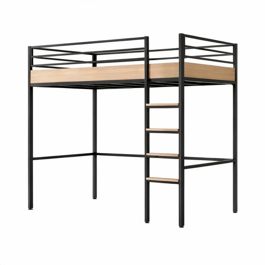 Twin Loft Bed Frame, 78.1 x 41.4 x 71.7 in, Black/Natural